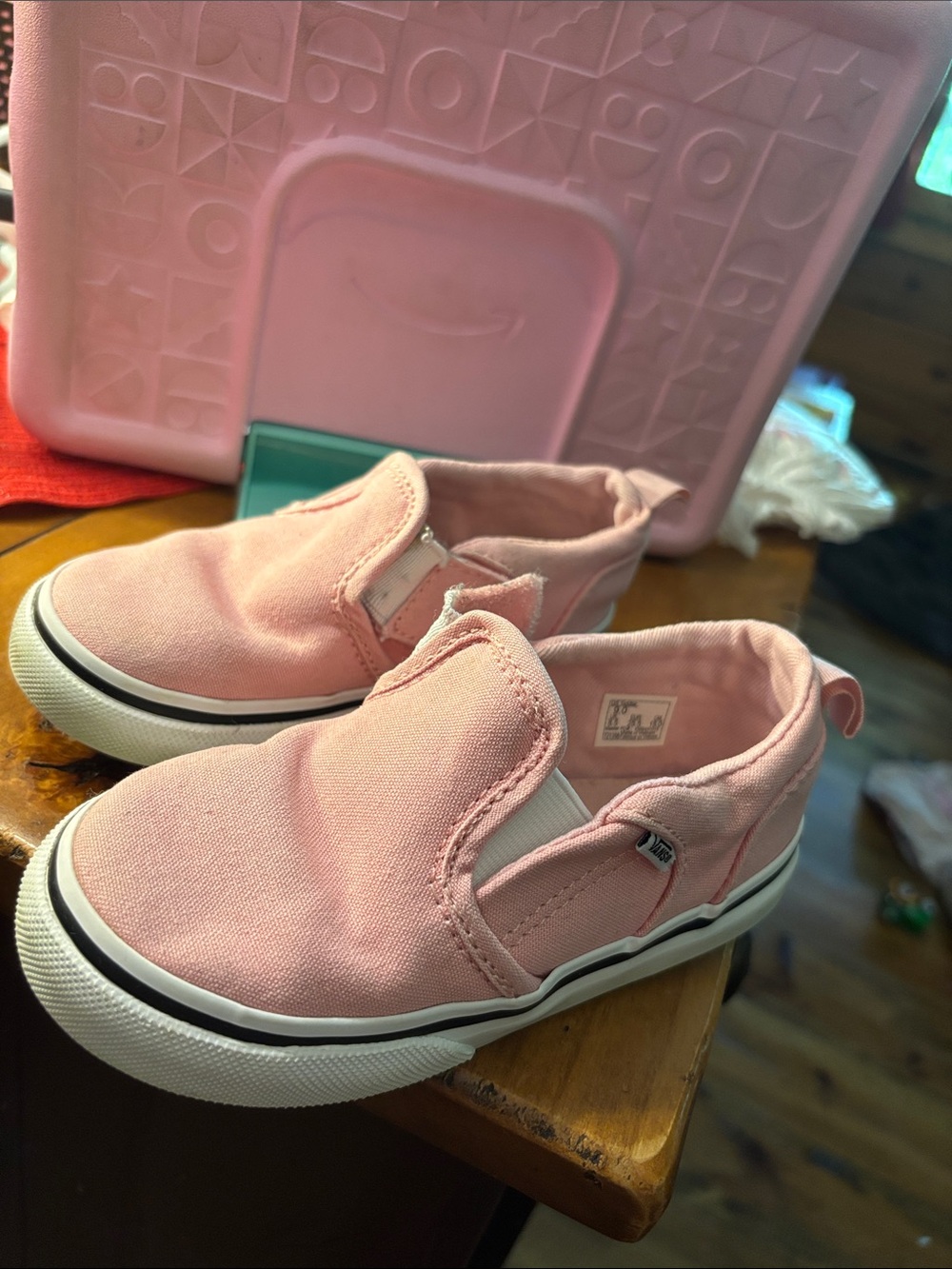 Vans Kids Pink Slip-On Canvas Sneakers